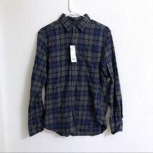 Nwt Uniqlo Men’s Flannel Checked Long Sleeve Shirt Blue Gray Size Small